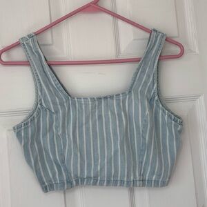 Altard State Blue & White Striped Cropped Tank Top